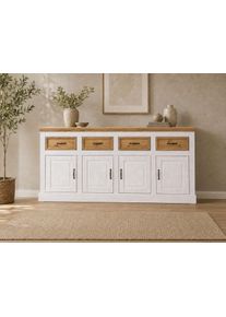 Sideboard OTTO HOME "Selma", wei&szlig; (wei&szlig;, beize), B:192cm H:87cm T:38cm, Sideboards, Sideboard, Kommode mit 4 T&uuml;ren und 4 Schubk&auml;sten