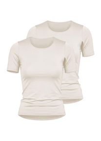 Unterhemd Nina von C. "2er Pack Halbarm Shirt Seide&Modal", Damen, Gr. 38, 2 Stk., beige (champagner), Modal-Seide, , Basic, figurumspielend, Rundhals, Unterhemden Unterhemd