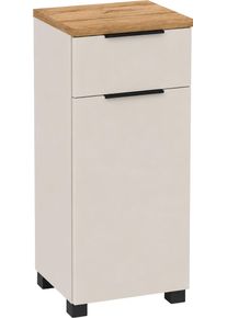 Unterschrank Schildmeyer "Saga, mit f&uuml;hlbarer Holzstruktur, Breite 40 cm, Made in Germany", beige (cremebeige, eiche landhaus), B:40,3cm H:97,4cm T:35cm, FSC-zertifizierter Holzwerkstoff, Schr&auml;nke, Unterschrank, Eiche Landhaus Dekor mit f&uuml;hlbarer Struktur, Made in Germany