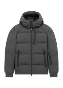 Kurzjacke Bugatti "Dynamic Series", Herren, Gr. 50, grau (270, dunkelgrau), 88% Polyamid, 12% Elasthan, unifarben, regular fit, Umschlagsaum, Jacken Kurzjacke, Dynamic Series Stretch Sorona Kapuze
