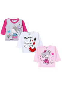 Langarmshirt TUPTAM "Shirt Unisex Baby Langarmshirt mit Spruch Aufdruck 3er Set", M&auml;dchen, Gr. 86, rosa (m&auml;dchen), Obermaterial: 100% Baumwolle CO., Shirts Langarmshirt