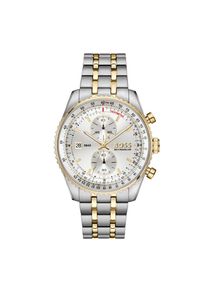 Chronograph BOSS "SKYTRAVELLER", gold (silberfarben, goldfarben, silberfarben), Armbanduhren, Herren, Chronograph, Quarzuhr, Armbanduhr, Herrenuhr, Edelstahlarmband, analog, Tag