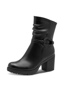 Stiefelette Marco Tozzi, Damen, Gr. 42, schwarz, Lederimitat, Schuhe Stiefelette, Blockabsatz, Boots mit B&auml;ndern und Schmuckelement