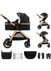 Kombi-Kinderwagen Kinderkraft "ESME 3IN1", Baby, schwarz, Polyester, Stahl, Kinderwagen Kombi-Kinderwagen