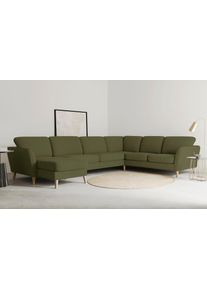 Wohnlandschaft OTTO HOME "MARSEILLE XXL 349cm, U-Form, Ottomane rechts/links w&auml;hlbar", gr&uuml;n (khaki), B:349cm H:88cm T:242cm, Struktur fein (58% Polyester, 22% Polypropylen);Filzoptik (100% Polyester);Webstoff (100% Polyester), Sofas, Wohnlandschaft, Massivholzbeine aus Eiche, In verschieden Bez&uuml;gen und Farbvarianten
