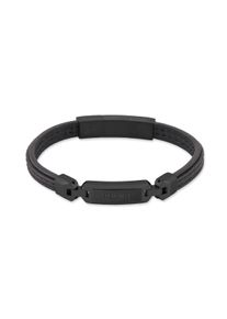 Armband Police "Layerlock", schwarz, Armb&auml;nder, Herren, 22cm, Edelstahl Leder, Edelstahl, Leder, Armband