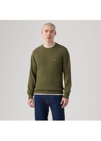 Levi's Strickpullover LEVI'S "CLASSIC HM SWEATER", Herren, Gr. S, gr&uuml;n (olive night), Strick, Obermaterial: 100% Baumwolle, bestickt, unifarben, regular fit h&uuml;ftbedeckend, Rundhals, Flachstrickb&uuml;ndchen, Pullover Strickpullover, mit Logostickerei und aus reiner Baumwolle