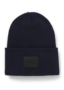 Strickm&uuml;tze Hugo "Xevon", Herren, blau (navy 410), Strick, Baumwolle, unifarben, M&uuml;tzen Strickm&uuml;tze, mit Label-Aufn&auml;her, unisex