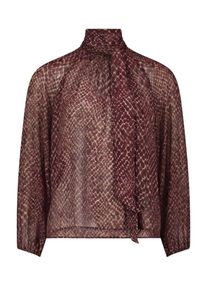 Schluppenbluse Zero "Schluppenbluse mit Print.", Damen, Gr. 42, bunt (grau, braun), Blusen Schluppenbluse