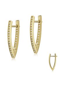 Paar Creolen Firetti "Schmuck Geschenk Silber 925 Ohrschmuck Ohrringe Dreieck", gold (gelbgoldfarben, kristallwei&szlig;, kristallwei&szlig;), Ohrringe, Damen, Silber 925 (Sterlingsilber), Paar Creolen, Made in Germany - mit Zirkonia (synth.)