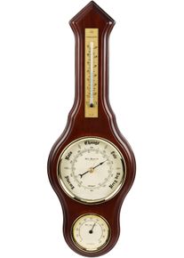 Wanduhr CHRISTOFFEL "Wetterstation Widdop", braun (nussbaumfarben), B:14cm H:4,5cm T:40cm, Wanduhren, Wanduhr