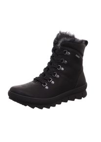 Winterboots Legero "NOVARA", Damen, Gr. 40, schwarz, Nappaleder, Schuhe Winterboots, Outdoorboots, Schn&uuml;rboots mit Fellimitat am Schaftrand