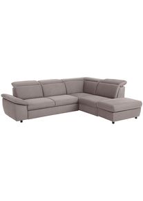 Ecksofa OTTO HOME "Mauritius L-Form", grau (stahlgrau), B:276cm T:232cm, Struktur fein (100% Polyester);Luxus-Microfaser Lederoptik (100% Polyester);Soft clean (98% Polyester, 2% Polyamid), Sofas, Ecksofa, mit Ottomane, mit Kopfteil- und Armlehnverstellung