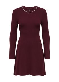 Strickkleid Only "ONLNATASCHA LS O-NECK BLING DRESS CS KNT", Damen, Gr. M, N-Gr, rot (port royale detail:silber bling), Feinstrick, Obermaterial: 80% Viskose, 20% Nylon, unifarben, regular fit kurz, Rundhals, Kleider Strickkleid, Viskosemischung, regular fit