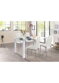 Essgruppe OTTO HOME, wei&szlig;, B:160cm, Sitzm&ouml;bel-Sets, Essgruppe, 160 cm breiter Glastisch, verschiedene Farbvarianten der Stuhlbez&uuml;ge