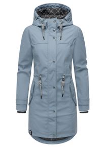 Regenmantel PEAK TIME "Regenjacke L60042", Damen, Gr. L, blau (smoke blau), Obermaterial: 100% Polyurethan PU. Obermaterial: Futter: 100% Polyester PES. 100% Polyester PES., M&auml;ntel Regenmantel