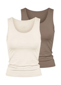 Achselhemd Nina von C. "2er Pack Achseltop Seide&Modal", Damen, Gr. 40, 2 Stk., bunt (champagner, noisette), Modal-Seide, , Basic, figurumspielend, Rundhals, Unterhemden Achselhemd
