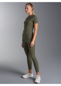 Jogginganzug TRIGEMA "TRIGEMA Sport Set aus T-Shirt und Leggings", Damen, Gr. M, gr&uuml;n (khaki), Sweatware, 75% Nylon, 25% Elasthan, Sportanz&uuml;ge Jogginganzug