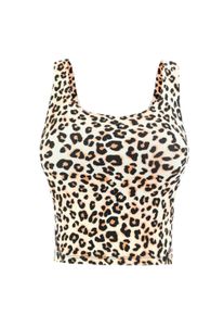 Sport-BH SASSYCLASSY "Basic Sport-BH f&uuml;r Damen", Damen, Gr. XS-34, EURO, beige, Weitere Stoffart, Obermaterial: 80% Polyamid PA. 20% Elasthan EL., Animal-Print, BHs Sport-BH, Atmungsaktives Sporttop mit Rundhalsausschnitt in Leo Print