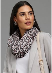 Loop Laura Scott, Damen, braun (wei&szlig;, schwarz, hellbraun), Web, Kunstfaser, bedruckt, kontrastfarbene Details, leicht durchscheinend, leicht gl&auml;nzend, Modet&uuml;cher Loop, mit Animalmuster, f&uuml;r Herbst- und Wintermode, einlagig, gl&auml;nzend