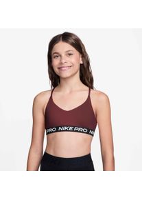 Funktionsshirt Nike "G NP INDY BRA", Kinder, Gr. S (128/134), braun (mystic dates), Jersey, Obermaterial: 83% Polyester, 17% Elasthan, Shirts Funktionsshirt, schnell trocknendes Material, atmungsaktive Verarbeitung