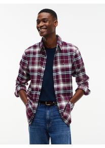 Flanellhemd Tommy Jeans "REGULAR FLANNEL CHECK SHIRT", Herren, Gr. XXXL (60/62), N-Gr, lila (calypso berry check), Web, Obermaterial: 100% Baumwolle, regular fit normal, Rundhals, eingesetzt Manschette, Hemden Flanellhemd, Regular fit mit Karomuster