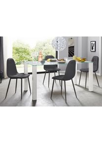 Essgruppe OTTO HOME, schwarz-wei&szlig; (wei&szlig;, schwarz), B:160cm, Sitzm&ouml;bel-Sets, Essgruppe, mit Glastisch, Breite 160 cm