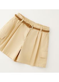 Shorts IDO "BABY GIRL SHORT", M&auml;dchen, Gr. 104, EURO-Gr&ouml;&szlig;en, beige, 100% Baumwolle - Polyurethan Metall, Hosen Shorts