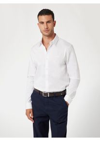 Langarmhemd Guess "SUNSET", Herren, Gr. XXL, N-Gr, wei&szlig; (pure wei&szlig;), Web, Obermaterial: 75% Baumwolle, 22% Polyamid, 3% Elasthan, unifarben, slim fit normal, Rundhals, 2-Knopf-Manschette, Hemden Langarmhemd, Kentkragen, Slim Fit, Baumwoll-Mix