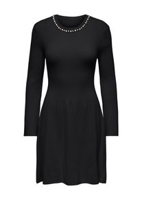 Strickkleid Only "ONLNATASCHA LS O-NECK BLING DRESS CS KNT", Damen, Gr. L, N-Gr, schwarz (schwarz detail:silber bling), Feinstrick, Obermaterial: 80% Viskose, 20% Nylon, unifarben, regular fit kurz, Rundhals, Kleider Strickkleid, Viskosemischung, regular fit