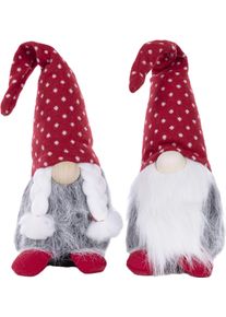 MyFlair Wichtel OTTO HOME "Weihnachtswichtel Mann & Frau", rot (rot, grau, wei&szlig;), B:12cm H:30cm T:12cm, Polyester, Dekofiguren, Wichtel, Dekofigur, Weihnachtsdeko, H&ouml;he ca. 30 cm