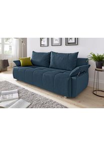 Schlafsofa Collection AB "Funtastic, B: 212 cm, Liegefl. 145x187 cm, Armteilverstellung,in Cord", blau, B:212cm H:84cm T:96cm, Zierkissen: 100% Polyester;Struktur (100% Polyester);Kunstleder SOFTLUX;Microfaser PRIMABELLE (100% Polyester), Sofas, Schlafsofa, Schlaffunktion, Bettkasten & Zierkissen, G&auml;stebett mit Federkern