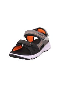 Sandale Superfit "CRISS CROSS WMS: mittel", Jungen, Gr. 32, bunt (grau, schwarz), Lederimitat, Textil, Schuhe Sandale, Klettschuh, mit Fu&szlig;bett, Gr&ouml;&szlig;enschablone zum Download