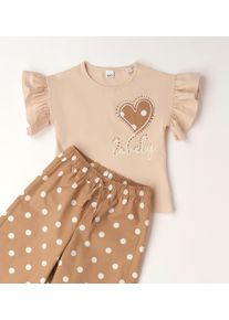 Shorts IDO "BABY GIRL TWO PIECES SET", M&auml;dchen, Gr. 74, EURO-Gr&ouml;&szlig;en, braun (beige), 95% Baumwolle, 5% Elasthan - 50% Baumwolle, 50% Polyester, Hosen Shorts