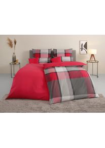Bettw&auml;sche Tom Tailor HOME "Lenny in Gr. 135x200 oder 155x220 cm", rot (rot, grau), B/L: 155cm x 220cm, 1 Stk., 1 Stk., Renforc&eacute;, B/L: 80cm x 80cm, 3 Stk., Renforc&eacute;, Obermaterial: 100% Baumwolle, Bettw&auml;sche, Bettw&auml;sche, mit GRATIS-Zugabe: Kissenh&uuml;lle 1tlg., in Biber und Renforc&eacute; erh&auml;ltlich