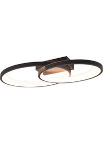 REALITY LEUCHTEN LED Deckenleuchte "MALAGA, LED Deckenlampe warmwei&szlig; 25W 2900 Lumen auch Wandmontage m&ouml;gl.", schwarz (schwarz wei&szlig;), 1, H: 8cm, 1 Stk., Leuchten, indirektes Licht, 57x30cm, Wand- Deckenleuchte Schlafzimmer Wohnzimmer, LED Deckenleuchte