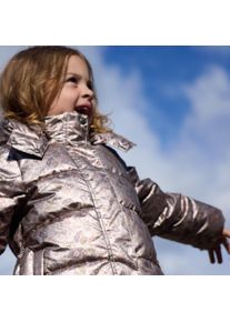 Steppjacke Wheat "Puffer Coat Yrsa", M&auml;dchen, Gr. 104, rosa (5090 golden flowers), Web, Obermaterial: 100% Nylon, gebl&uuml;mt, normal, Jacken Steppjacke, Kunstfaser, wasserdicht, atmungsaktiv, Reflektor