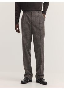 Bundfaltenhose Bugatti "Casual Fit", Herren, Gr. 52, Normalgr&ouml;&szlig;en, grau (80, braun), 60% Wolle, 38% Baumwolle, 1% Polyamid, 1% Elasthan, comfort fit, Hosen Bundfaltenhose, Casual Fit Woll-Baumwollmix Struktur