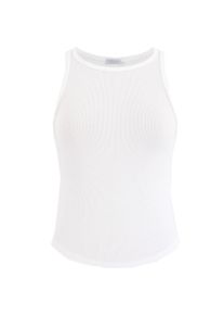 T-Shirt SASSYCLASSY "Geripptes Tank Top", Damen, Gr. L-40, wei&szlig; (sanftes wei&szlig;), Weitere Stoffart, Obermaterial: 95% Viskose CV. 5% Elasthan EL., h&uuml;ftbedeckend, Rundhals, Shirts T-Shirt, Schlichtes Tanktop mit Rundhals aus Viskose Wei&szlig; Offwhite Schwarz