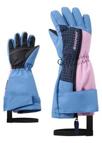 Skihandschuhe Ziener "LIEKE-Z AQUASHIELD KINDER", Kinder, Gr. 2,5, blau (shadow blau), Kunstfaser, Handschuhe Skihandschuhe, warm,wasser- und windddicht, atmungsaktiv, extra langer Rei&szlig;verschluss
