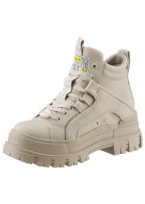 Schn&uuml;rboots Buffalo "ASPHA NC MID", Damen, Gr. 38, beige (beigefarben), Lederimitat, Schuhe Schn&uuml;rboots, Schn&uuml;rstiefelette, High Top Sneaker mit weicher Schaftrandpolsterung