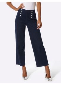 Damen Schlupfjeans mit weiten Beinen in dark blue ,Gr&ouml;&szlig;e 50, WITT, 95% Baumwolle, 3% Polyester, 2% Elasthan