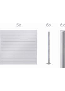 Dichtzaun Alberts "Palitio, Profilh&ouml;he 150 mm", wei&szlig; (wei&szlig;aluminium ral 9006, zum aufschrauben), H:180cm, Aluminium, Zaunelemente, Dichtzaun, Aluminium, verschiedene Dekore und L&auml;ngen