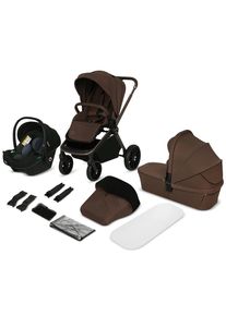 lionelo Kinderwagenset, Mokka, Textil, 3-teilig, 62x110x93 cm, Transportsicherung,h&ouml;henverstellbare Kopfst&uuml;tze, Sonnendach, 3-Punkt-Gurt, Baby on Tour, Kinderwagen, Kombikinderwagen