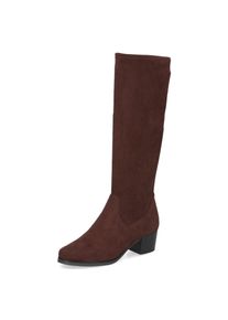 Stiefel Caprice, Damen, Gr. 41, XS-Schaft, braun (dunkelbraun), Textil, Schuhe Stiefel, Blockabsatz, Schlupfstiefel mit Stretch-XS-Schaft in schmaler Form