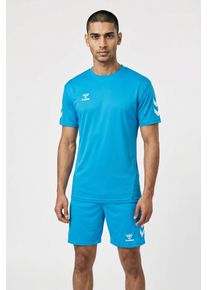 Sportanzug Hummel "HMLLOGO SET", Herren, Gr. XXL (56), diva blau, Obermaterial: 100% Polyester, Sportanz&uuml;ge Sportanzug, 2-teiliges Set aus Shorts und T-Shirt, mit elastischem Bund