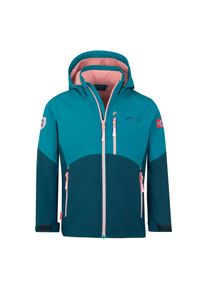 Softshelljacke Trollkids "Girls Balestrand Jacket", M&auml;dchen, Gr. 98, blau (harbor blau, madeira blau, peony rose), Obermaterial: 100% Polyester, normal, Jacken Softshelljacke, mit Brusttasche und zwei H&uuml;fttaschen mit Rei&szlig;verschluss, winddicht