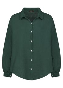 Langarmbluse SASSYCLASSY "Ultra Oversize Musselin-Blusenhemd k&uuml;rzere Variante", Damen, Gr. 0-M, gr&uuml;n (dunkelgr&uuml;n), Weitere Stoffart, Obermaterial: 100% Baumwolle CO., lang, V-Ausschnitt, Blusen Langarmbluse, Hemdbluse lang aus Baumwolle mit V-Ausschnitt, One Size (Gr. 36-48)