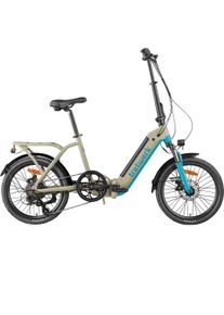 E-Bike Tretwerk "Camper" Gr. 43, beige, t&uuml;rkis, Elektrofahrr&auml;der, 43cm, 20 Zoll (50,80cm), E-Bike