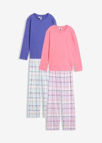 2 pigiami in puro cotone biologico (set 4 pezzi), rosa, Taglia 176/182, bonprix